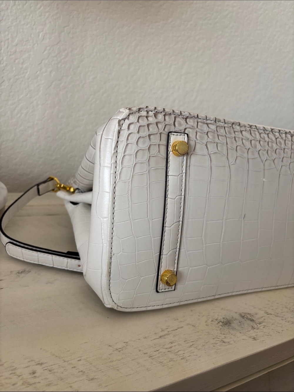 White Grey Inspired Faux Leather Fashion Bag Tote Satchel Detachable Adj strap - Picture 11 of 16